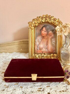 Vintage Purple Velvet Jewelry Travel Case, Ges Desch German Jewelry Case 1960's